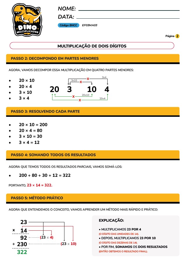 folhas de atividades tabuada de multiplicacao