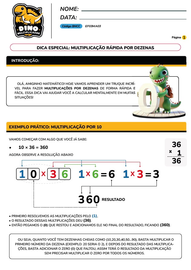 folhas de atividades tabuada de multiplicacao