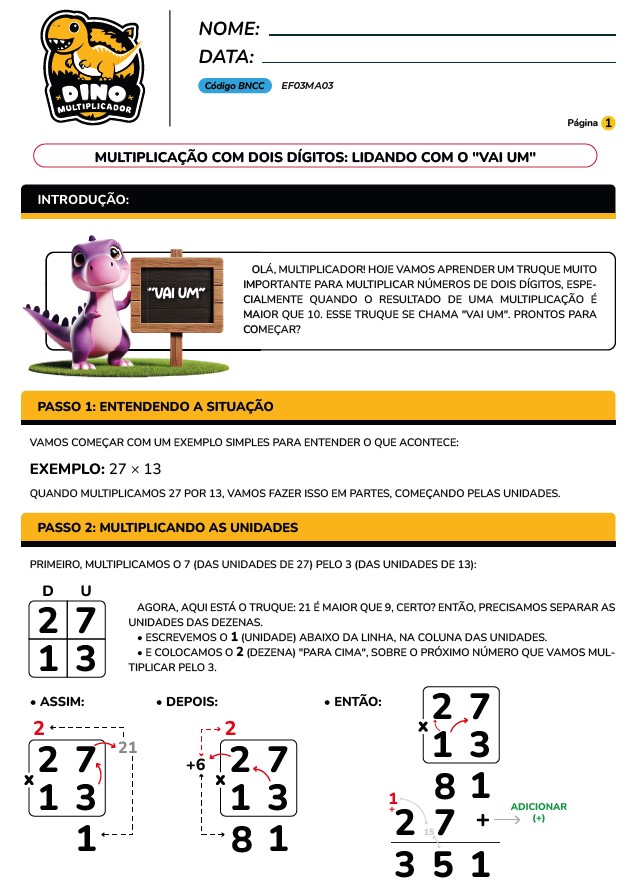 folhas de atividades tabuada de multiplicacao