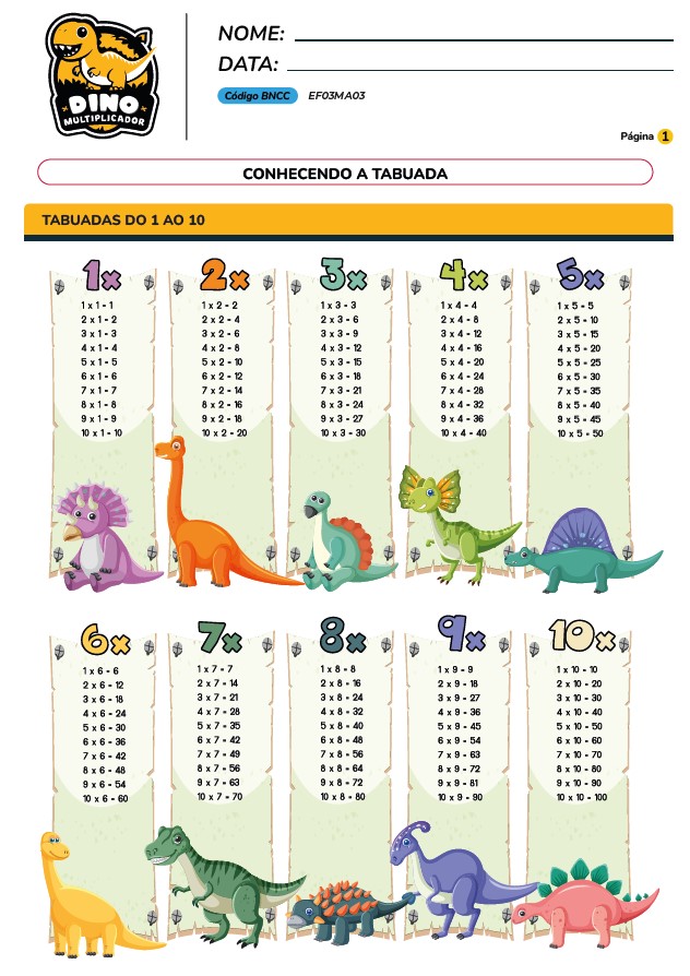 folhas de atividades tabuada de multiplicacao