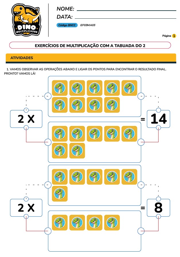 folhas de atividades tabuada de multiplicacao